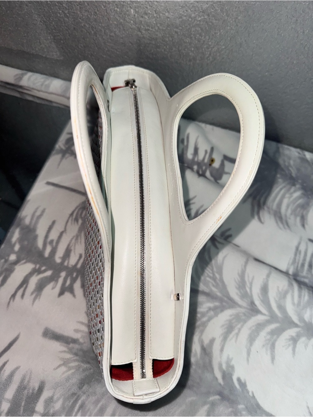 Salvatore Ferragamo White Tote with Multicolor Perforated Accents - Picture 10 of 16
